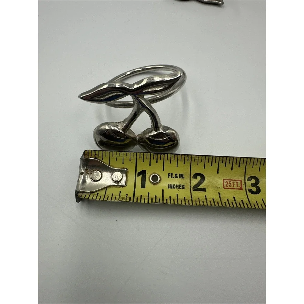 Set of 4‎ Vintage Pewter Cherry Fruit Napkin Rings